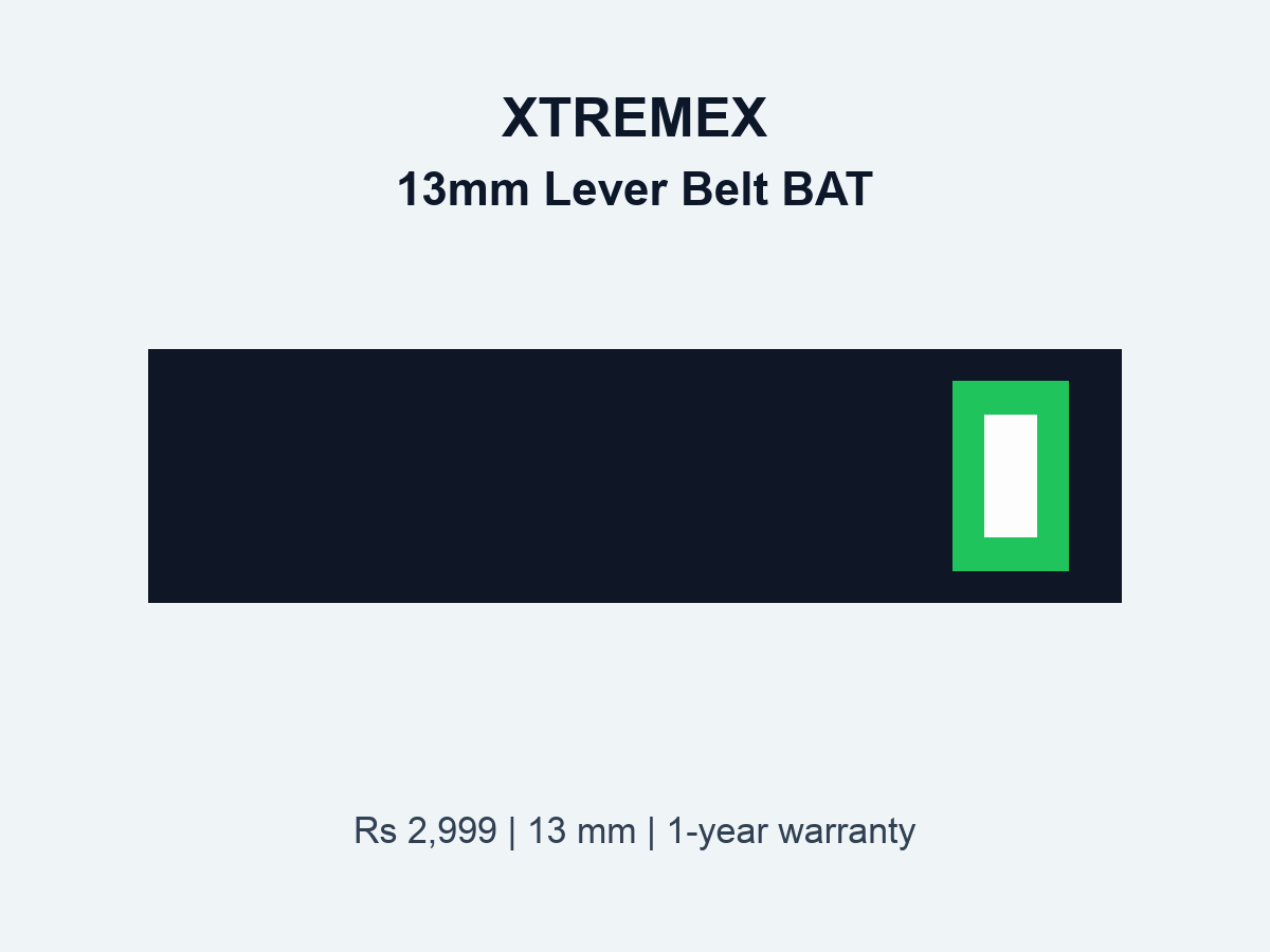 Product graphic for the XTREMEX Powerlifting 13mm Lever Belt BAT